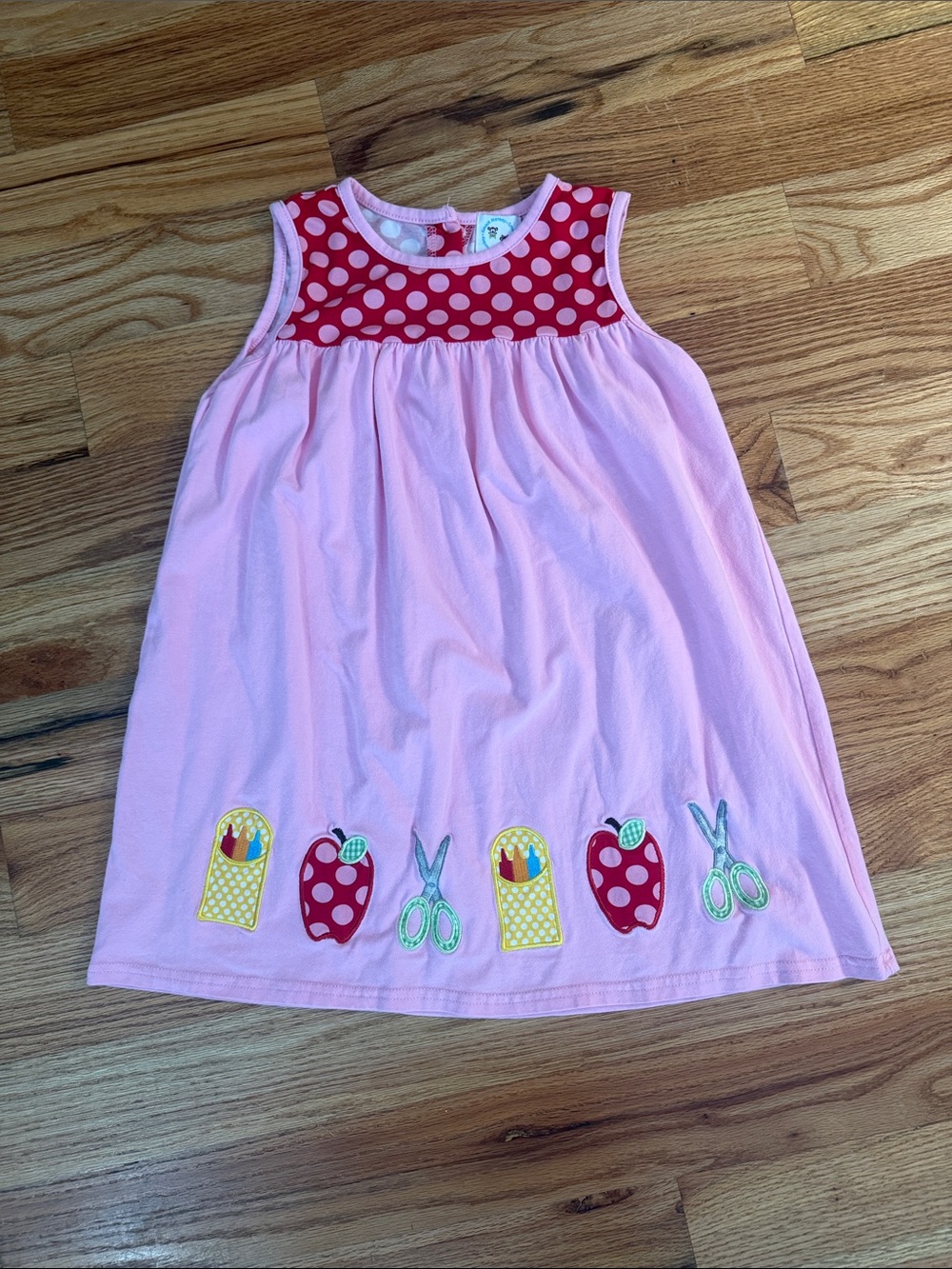 Pink Polka Yoke Appliqué Kids Dress